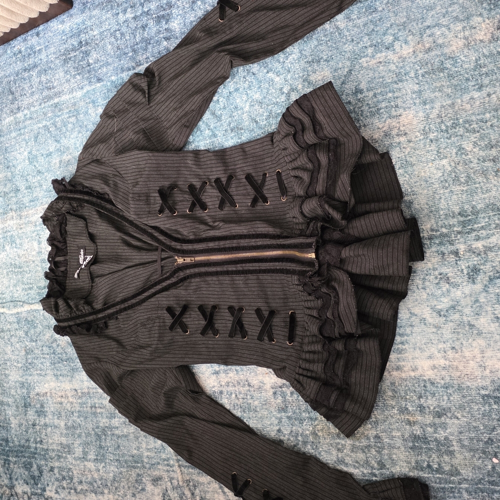Black Ruffled Women's Jacket